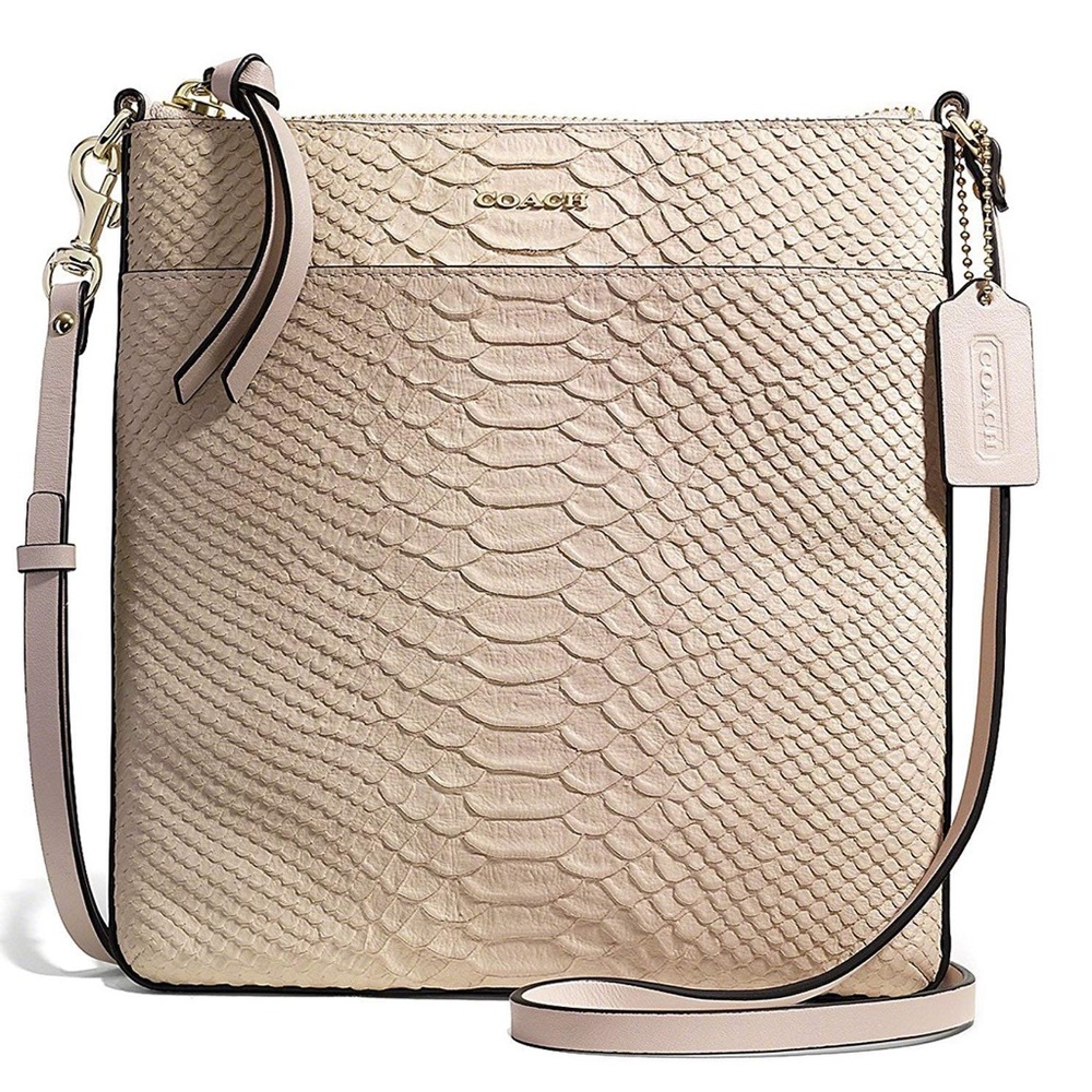 Coach Beige/Pink Embossed Leather Crossbody Bag